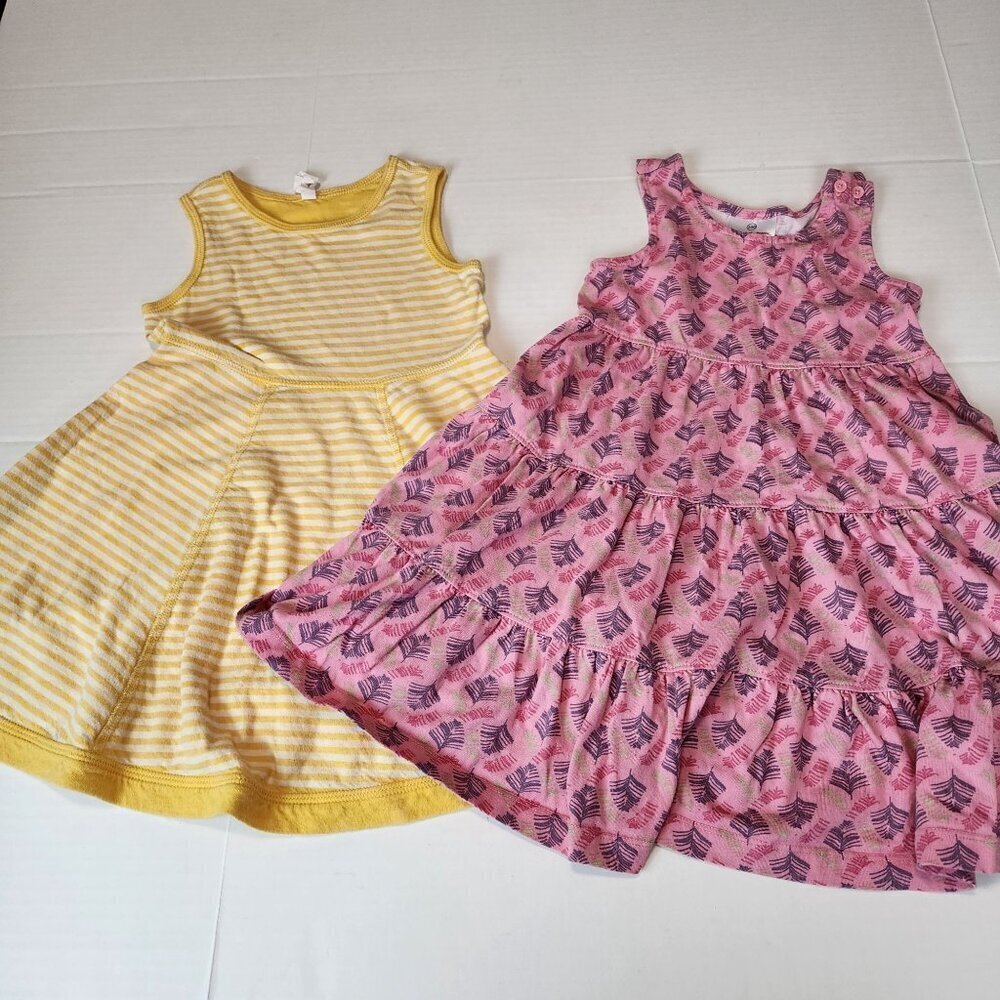 Hanna Andersson bundle of 2 play dresses pink yellow summer